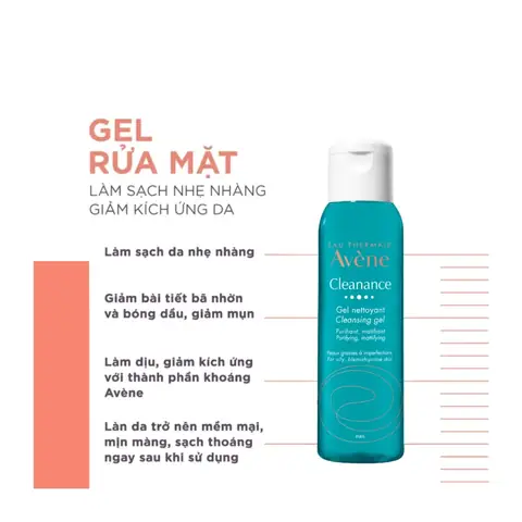 Gel Rửa Mặt Avène: Làm Sạch, Giảm Nhờn Mụn Hiệu Quả Cho Da Dầu, Nhạy Cảm