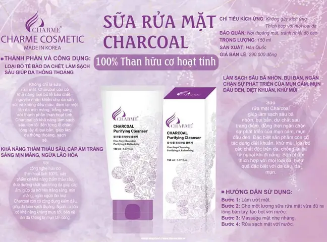 Sữa Rửa Mặt Charme Charcoal: Công Dụng, Thành Phần & Lợi Ích Cho Da Sạch Sâu
