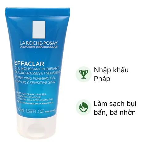 Sữa Rửa Mặt La Roche-posay Effaclar Gel 50ml: Công Dụng, Thành Phần & Cách Dùng Cho Da Dầu Mụn