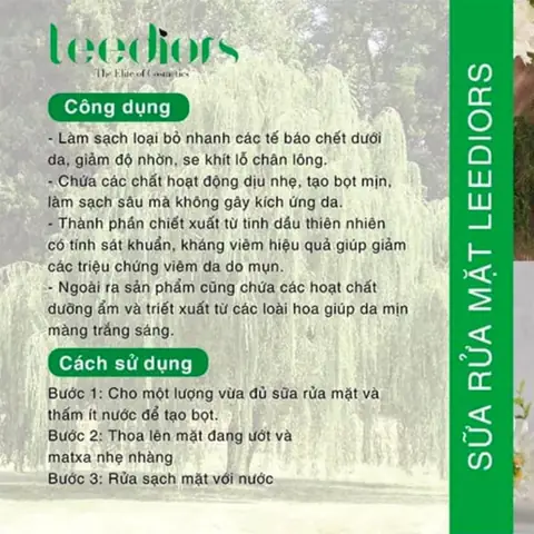 Sữa Rửa Mặt Leediors: Công Dụng, Thành Phần Và Địa Chỉ Mua Chính Hãng
