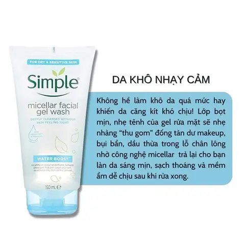 Gel Rửa Mặt Simple Micellar Facial Gel Wash: Công Dụng, Thành Phần & Cách Chọn Phù Hợp Gel Rửa Mặt Simple Micellar Facial Gel Wash: Công Dụng, Thành Phần & Cách Chọn Phù Hợp