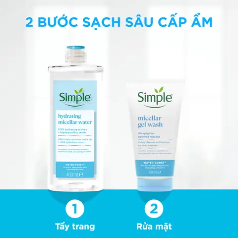 Sữa Rửa Mặt Simple Water Boost Micellar Gel Wash: Review Chi Tiết, Thành Phần & Công Dụng