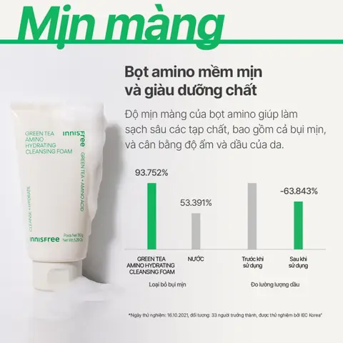 Thành Phần Sữa Rửa Mặt Innisfree Trà Xanh: Chiết Xuất & Công Dụng