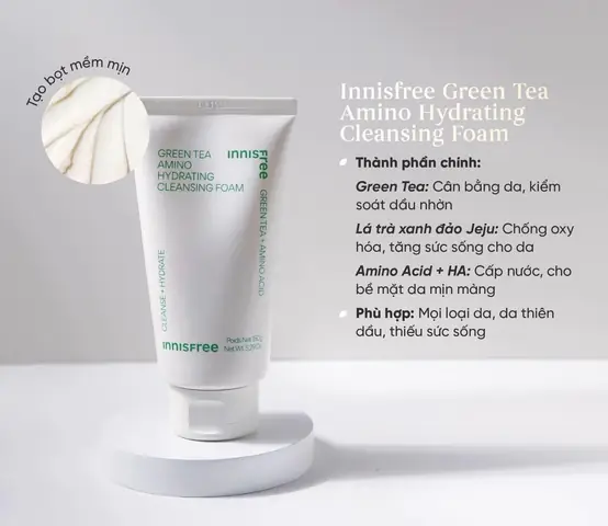 Thành Phần Sữa Rửa Mặt Innisfree Trà Xanh: Chiết Xuất & Công Dụng